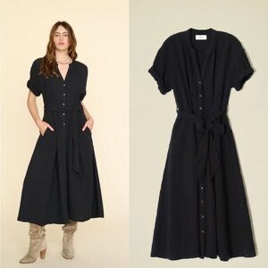 Xirena Cate Midi Gauze Dress in Black Size Large